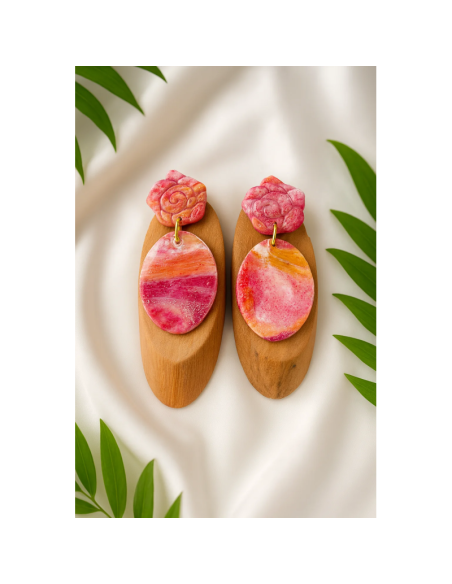 Pendientes Ovalo Rosado