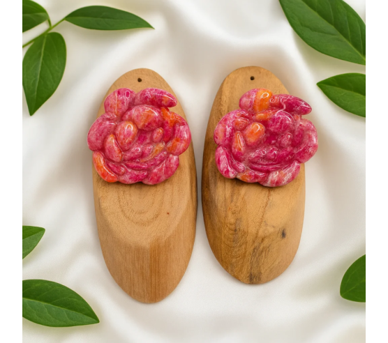 Pendientes Peonia Rosada