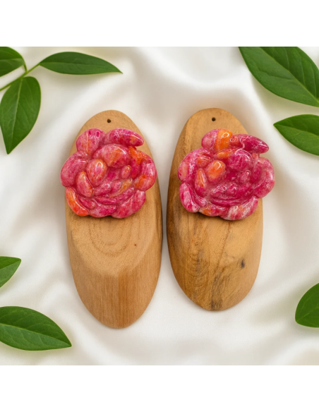 Pendientes Peonia Rosada