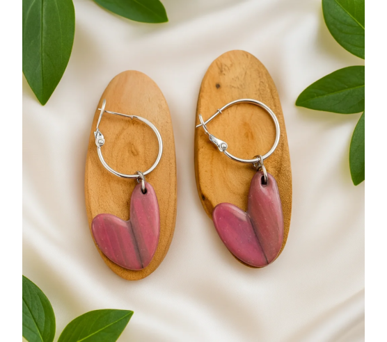 Pendientes Corazon Rosado