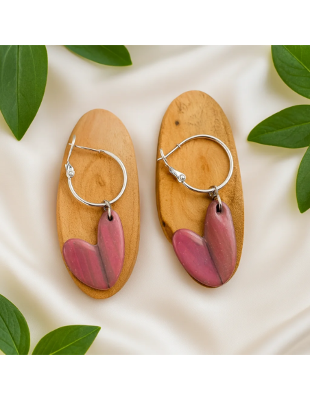 Pendientes Corazon Rosado