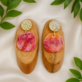 Pendientes Circulo Rosa Tierra