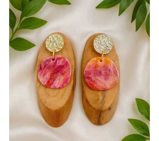 Pendientes Circulo Rosa Tierra