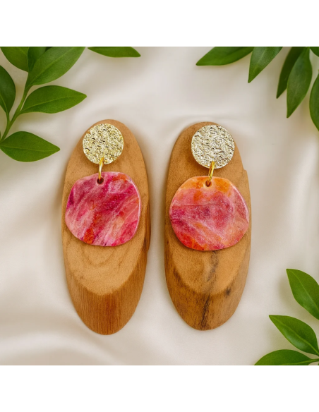 Pendientes Circulo Rosa Tierra
