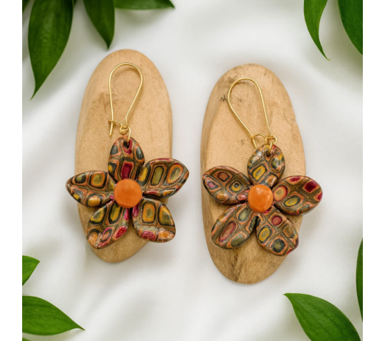 Pendientes Flor Viva Terracota