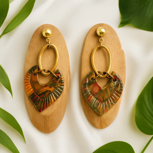 Pendientes Pluma Terracota