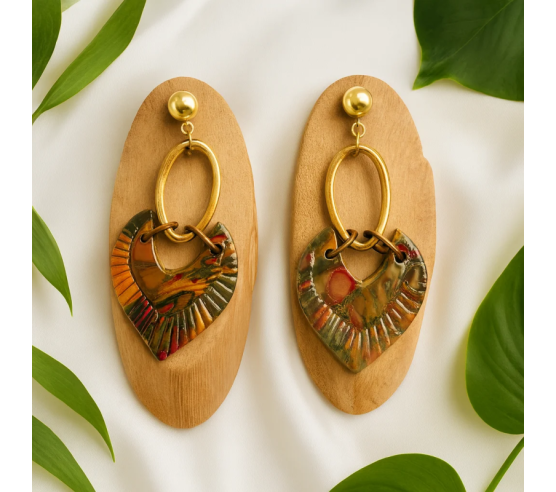 Pendientes Pluma Terracota