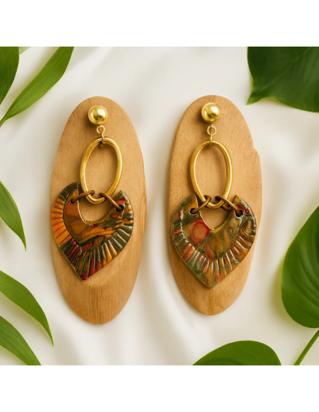 Pendientes Pluma Terracota