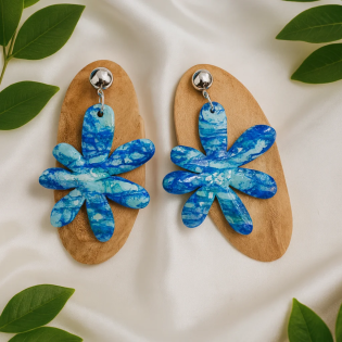 Pendientes Flor Azul Profundo
