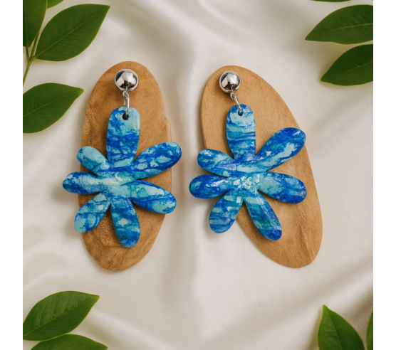 Pendientes Flor Azul Profundo