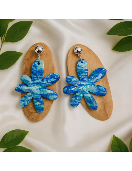 Pendientes Flor Azul Profundo