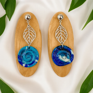 Pendientes Espiral Azul Profundo