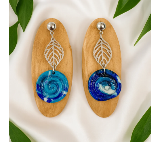 Pendientes Espiral Azul Profundo