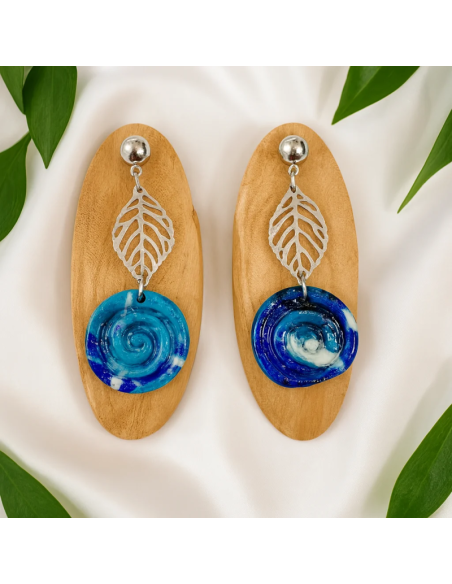 Pendientes Espiral Azul Profundo