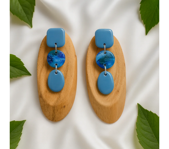 Pendientes Tres Formas 2 Azul