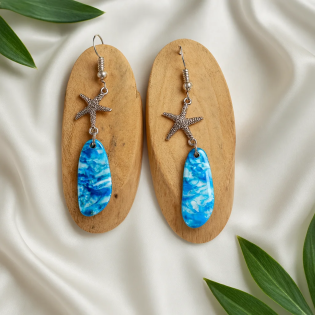 Pendientes Gota y Estrella Azul Profundo