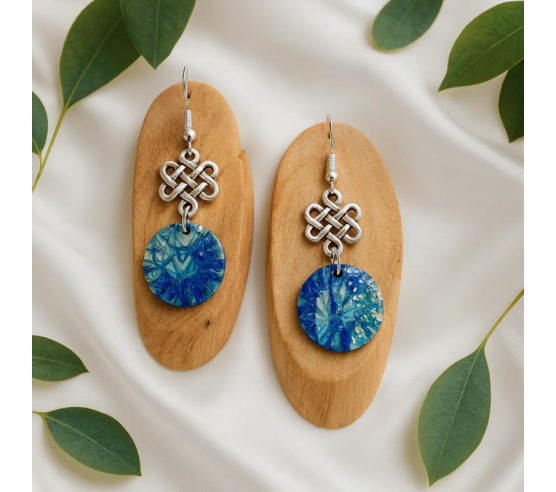 Pendientes Circulo Trival Azul Profundo