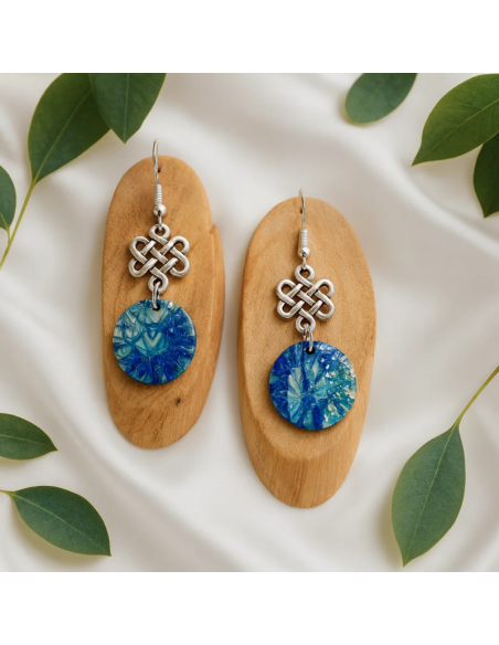 Pendientes Circulo Trival Azul Profundo
