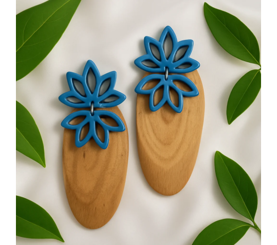 Pendientes Petalos Azul