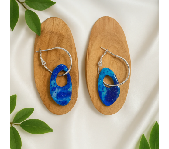 Pendientes Lagrimas y Aros Azul Profundo