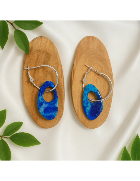 Pendientes Lagrimas y Aros Azul Profundo