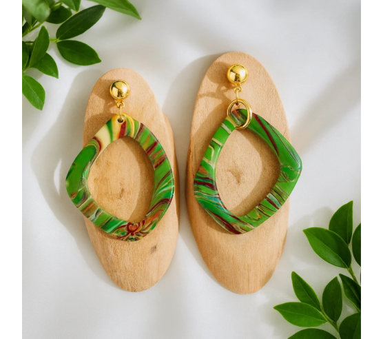 Pendientes Organicos Bosque Verde
