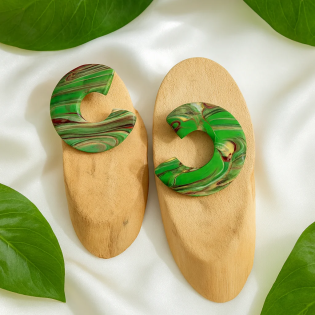 Pendientes Semicirculo Bosque Verde