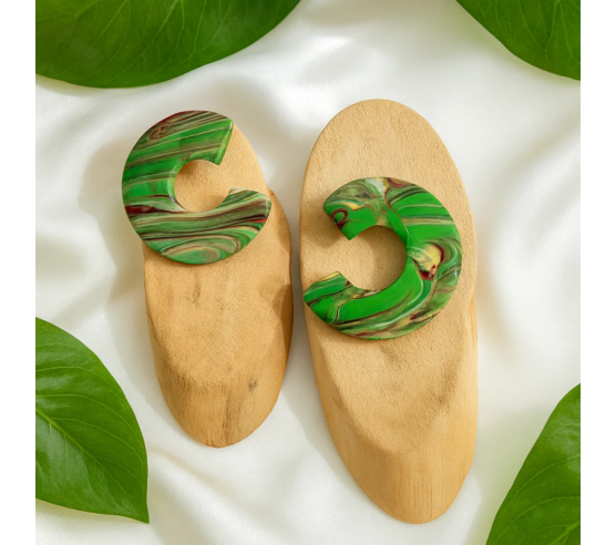 Pendientes Semicirculo Bosque Verde