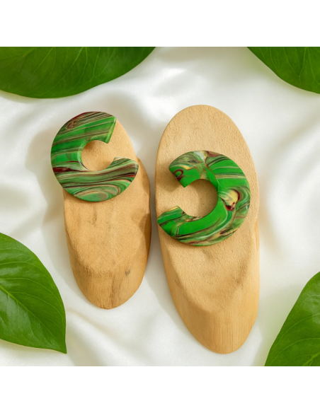 Pendientes Semicirculo Bosque Verde