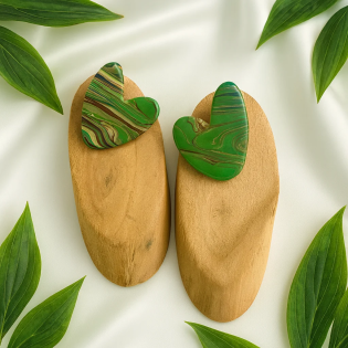 Pendientes Corazon Bosque Verde