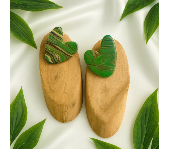 Pendientes Corazon Bosque Verde