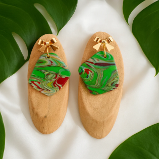 Pendientes Forma Con Lazo Bosque Verde