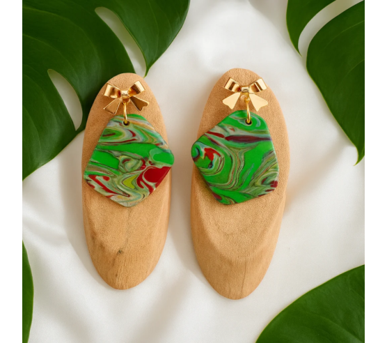 Pendientes Forma Con Lazo Bosque Verde