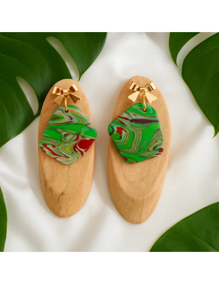 Pendientes Forma Con Lazo Bosque Verde