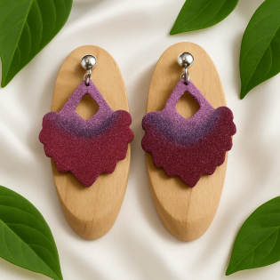 Pendientes Abanico Algodon Purpuras