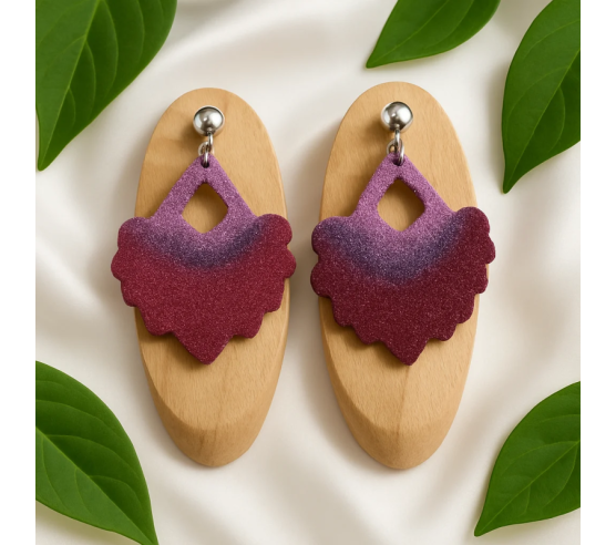 Pendientes Abanico Algodon Purpuras