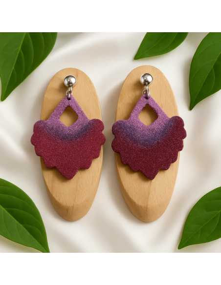 Pendientes Abanico Algodon Purpuras