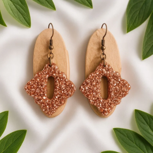 Pendientes Rombo Piedra Caliza Bronce