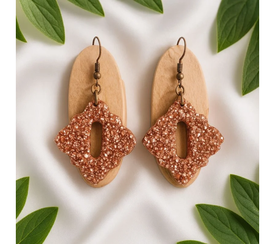 Pendientes Rombo Piedra Caliza Bronce