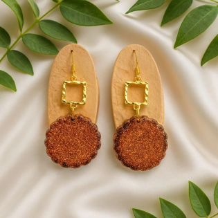 Pendientes Redondo Brillo Bronce