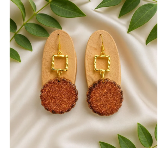 Pendientes Redondo Brillo Bronce
