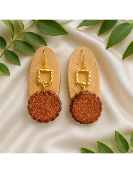 Pendientes Redondo Brillo Bronce
