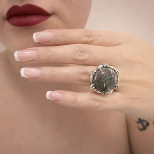 Anillo Redondo Verde Aceituna