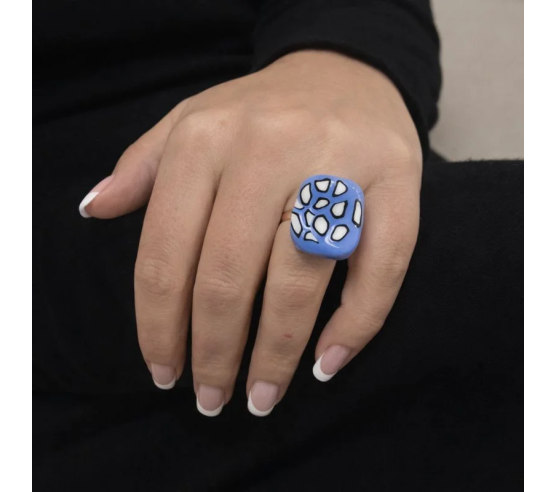 Anillo Azul Trapecio
