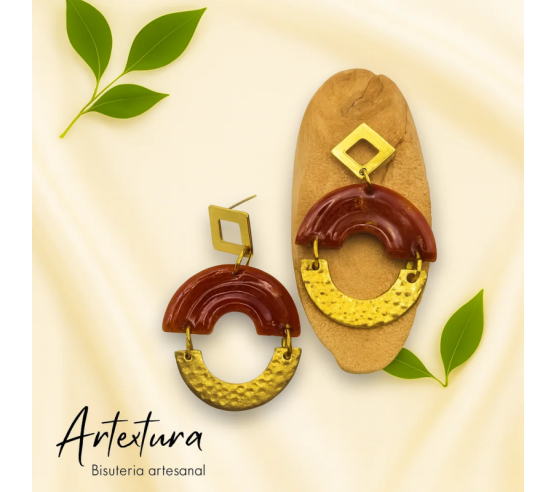 Pendientes Medio Arco Teja