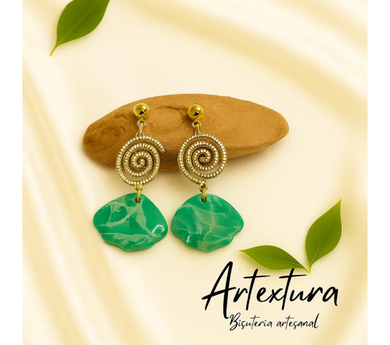 Pendientes Espiral Verde