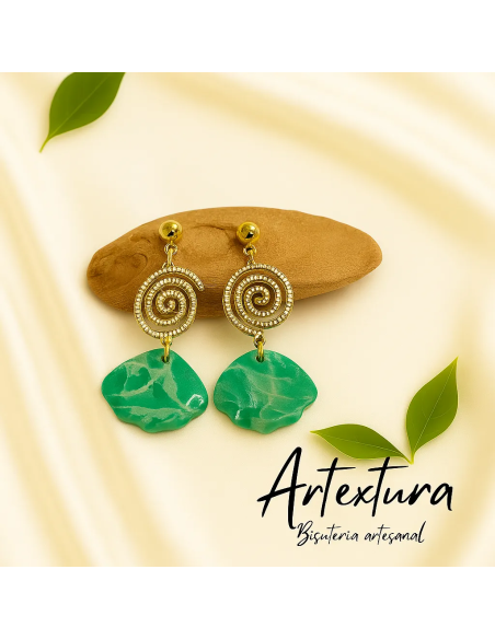 Pendientes Espiral Verde