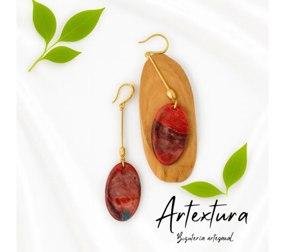 Pendientes Ovalo Rojo