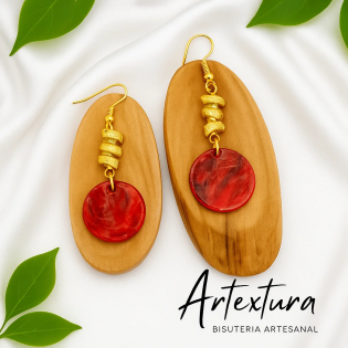 Pendientes Circulo Piedra Roja