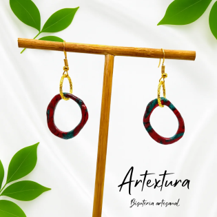 Pendientes Aro Piedra Roja